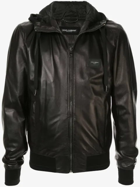 Dolce & Gabbana logo-tag leather jacket