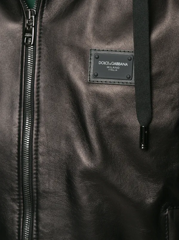 dolce and gabbana black leather jacket