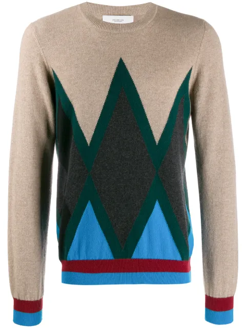 green stripe black and white diamond print sweater