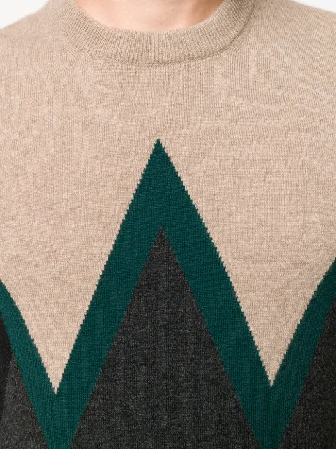 green stripe black and white diamond print sweater