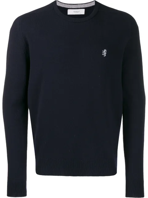 PRINGLE OF SCOTLAND EMBROIDERED LOGO KNIT SWEATER