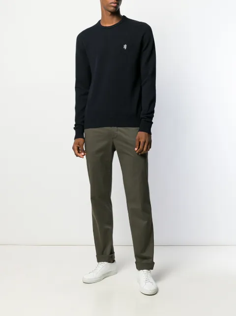 PRINGLE OF SCOTLAND EMBROIDERED LOGO KNIT SWEATER