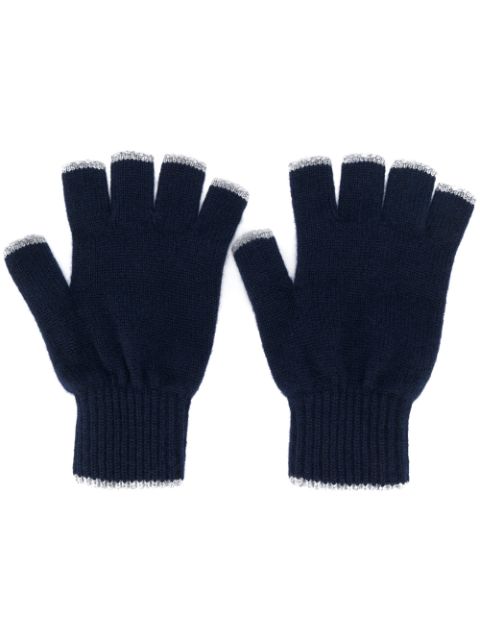 Shop blue Pringle of Scotland fingerless gloves with Express Delivery ...