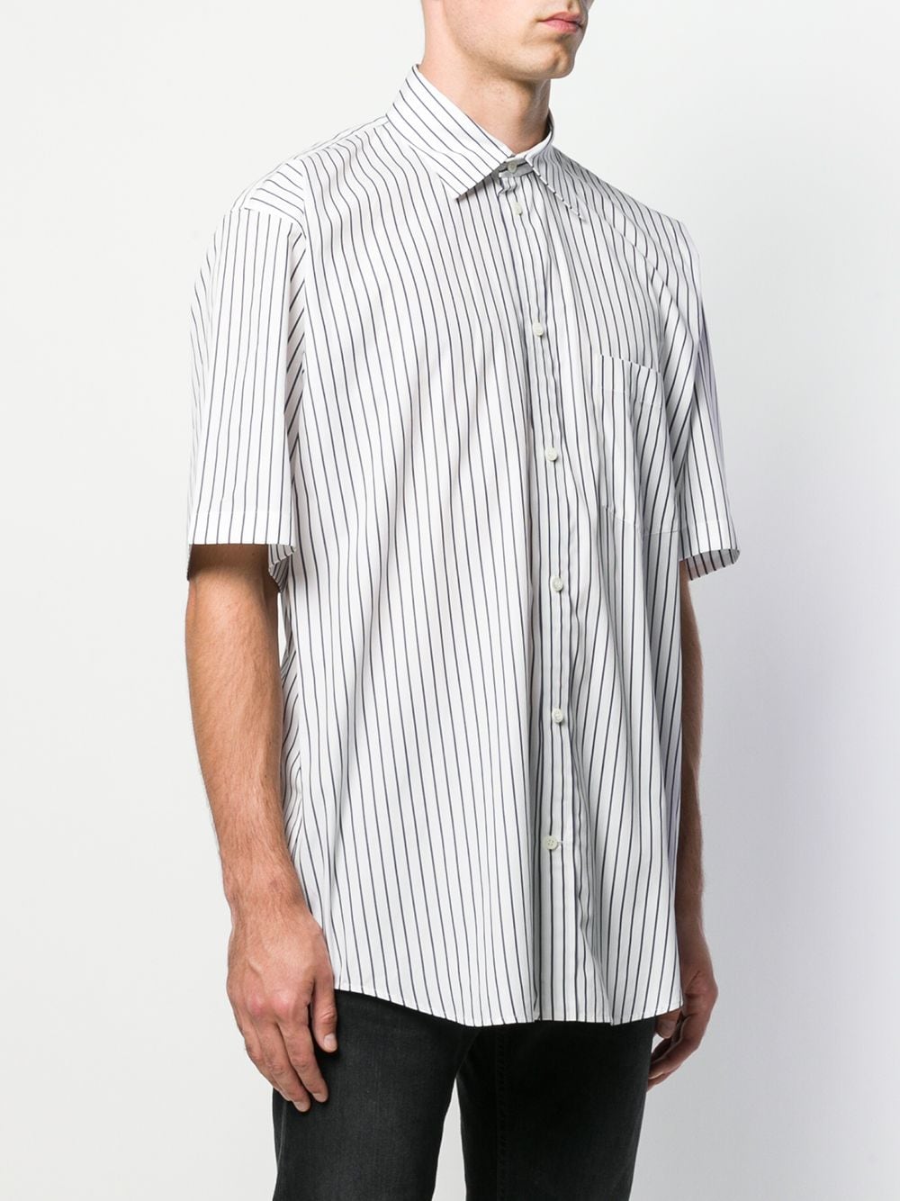 фото Balenciaga рубашка в полоску с короткими рукавами