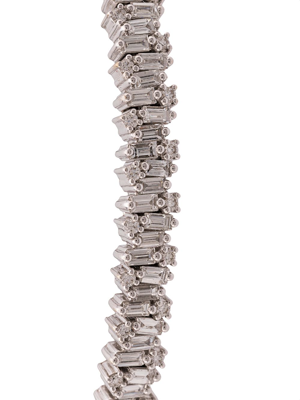 Shop Suzanne Kalan 18kt White Gold Fireworks Diamond Baguette Cuff In Silver