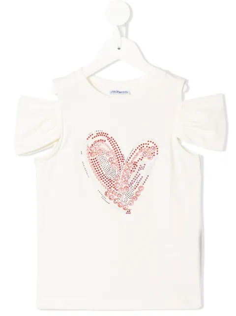 Simonetta playera con hombros descubiertos y detalle de corazón