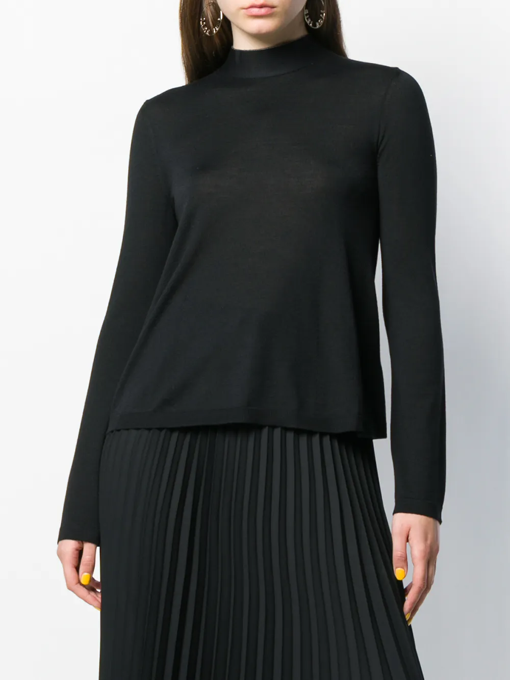  Red Valentino Pullover Mit Stehkragen   Schwarz 