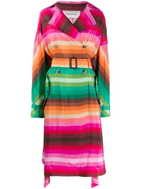 Valentino Striped Trench Coat - Pink In Rosa