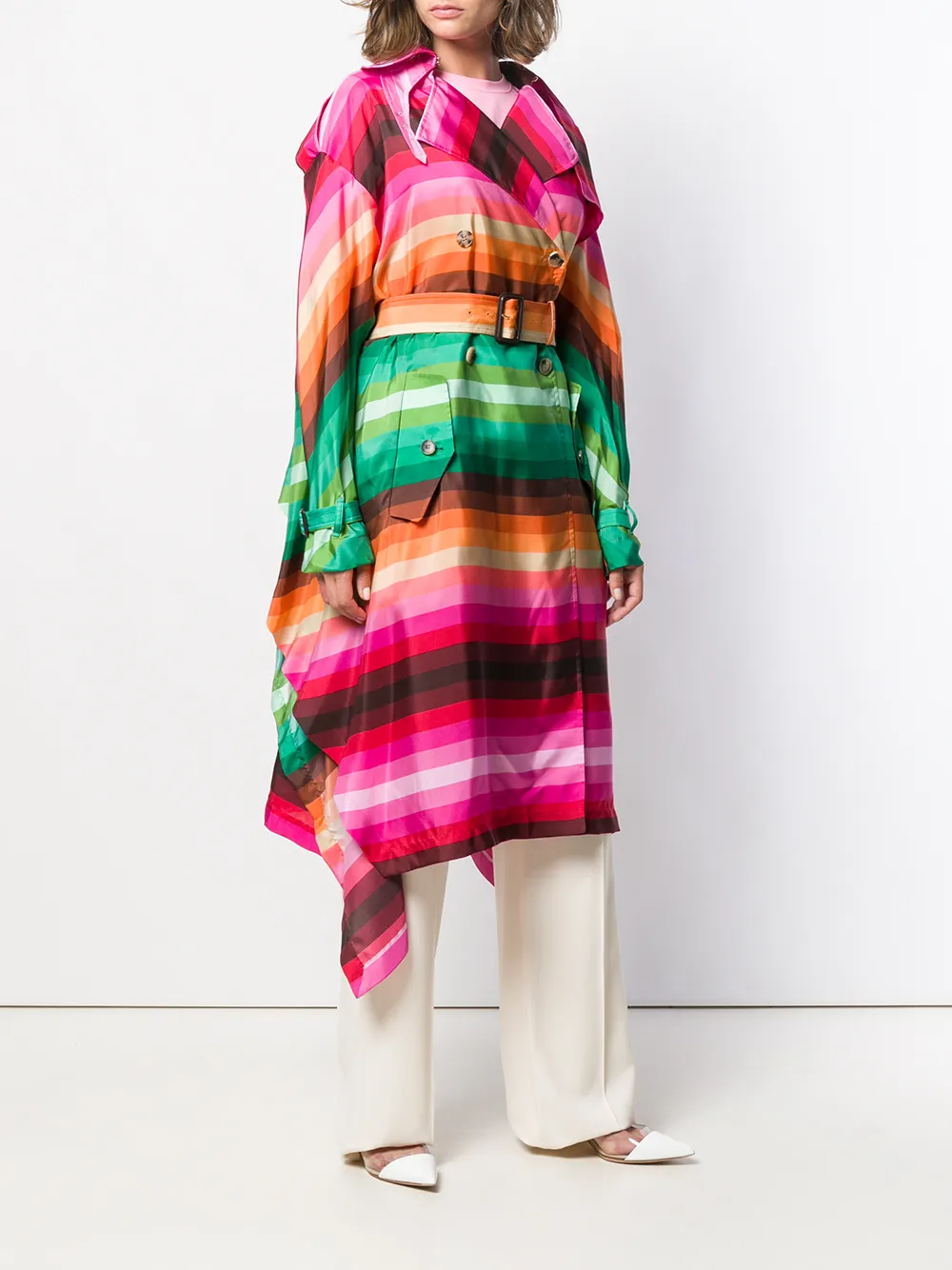 Valentino Garavani Gestreepte trenchcoat Roze