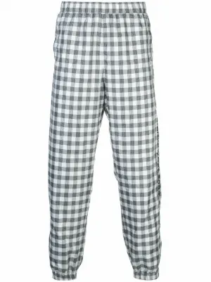 black plaid track pants