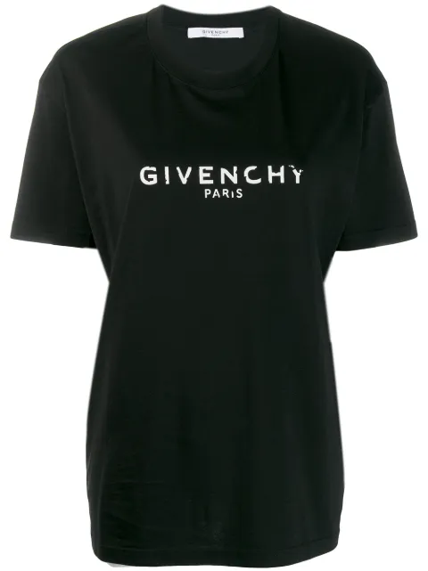 Click to view more detailed imagery on our partner's website Givenchy Vintage Logo Printed Jersey T-Shirt In Black