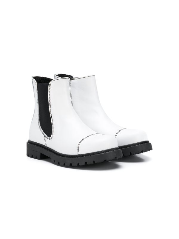 two tone boots black and white