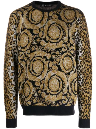 gold Versace dual-pattern knit jumper 