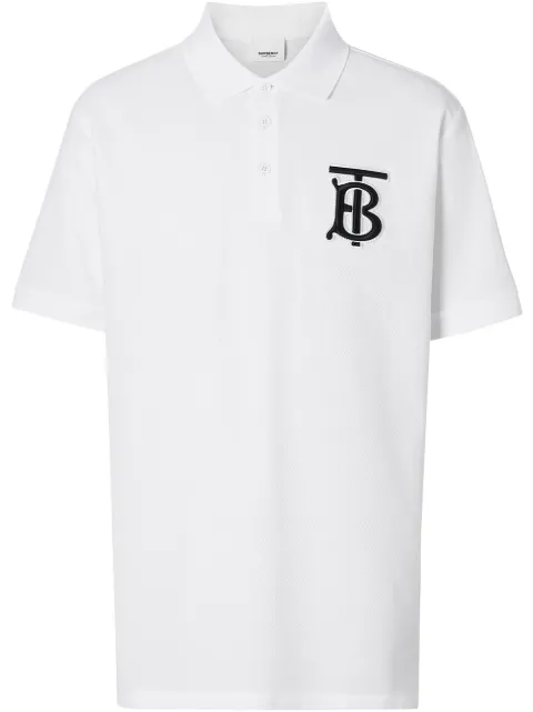 Click to view more detailed imagery on our partner's website Burberry Monogram Motif Cotton Pique Oversized Polo Shirt In A1464 White