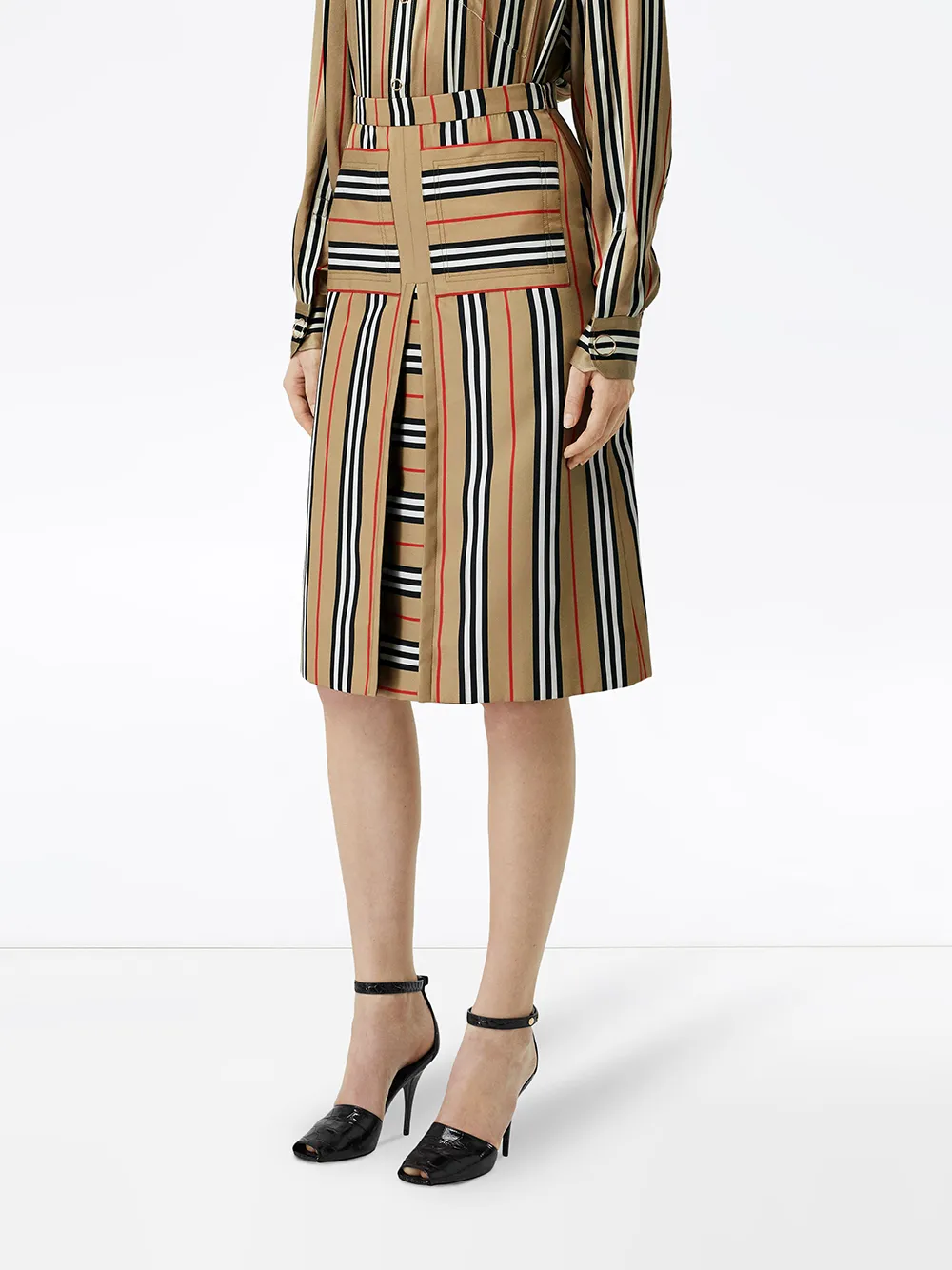 фото Burberry юбка а-силуэта в полоску icon stripe со складками