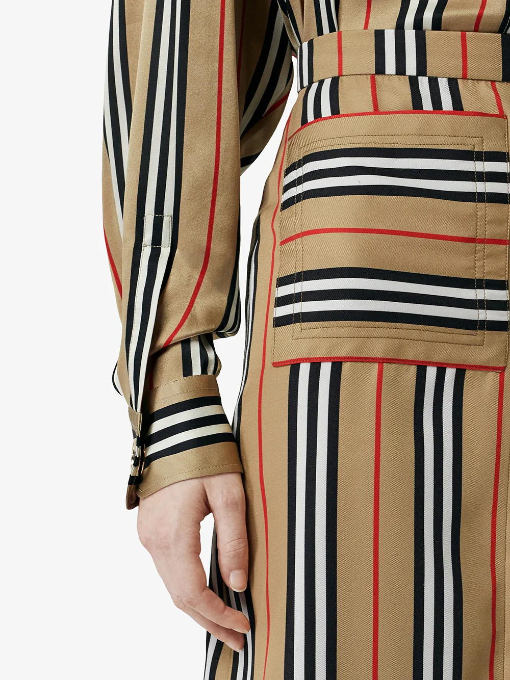 фото Burberry юбка а-силуэта в полоску icon stripe со складками