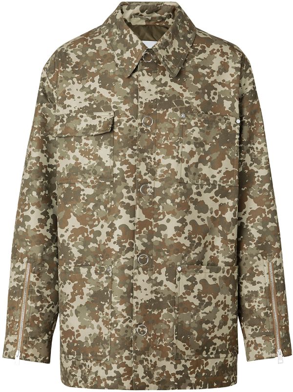 Green Burberry Camouflage Print Cotton 