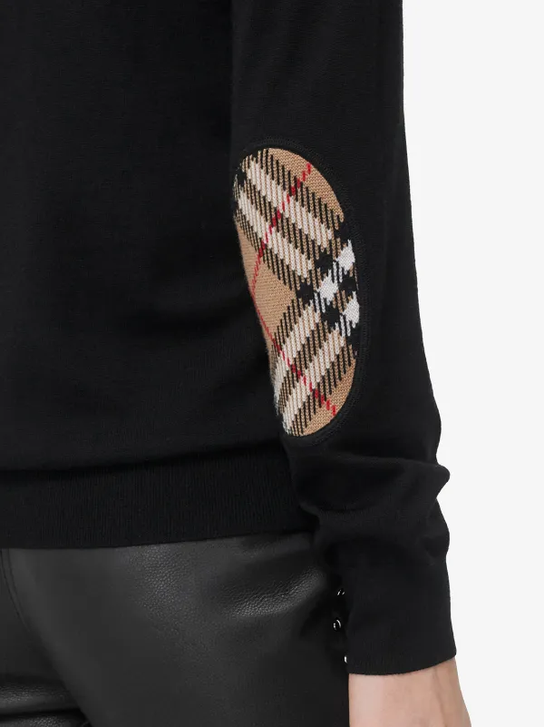 vintage check detail merino wool sweater