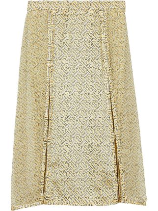 Burberry Monogram Print Silk Pleated Skirt - Farfetch