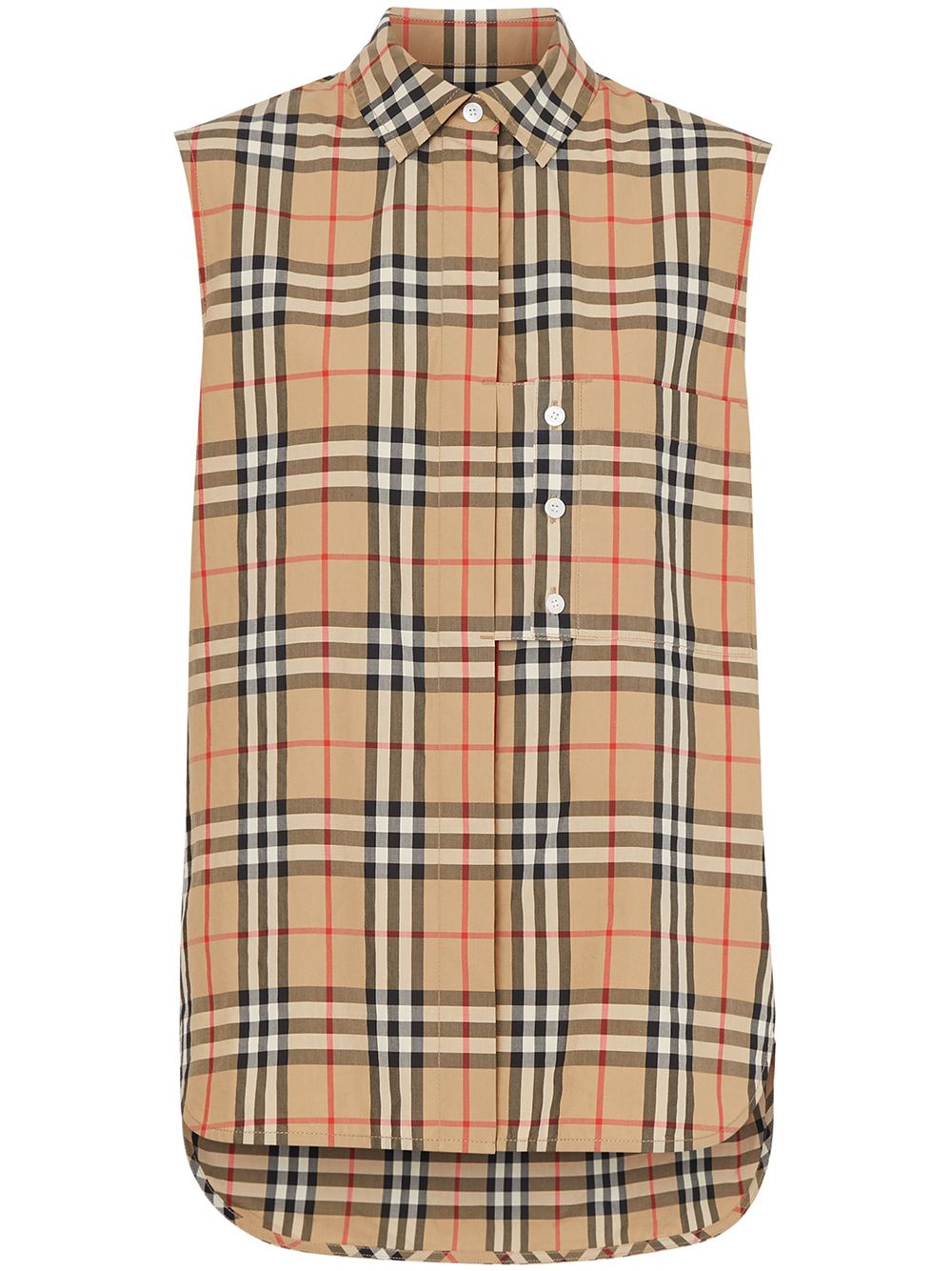 фото Burberry поплиновая рубашка в клетку Vintage Check без рукавов