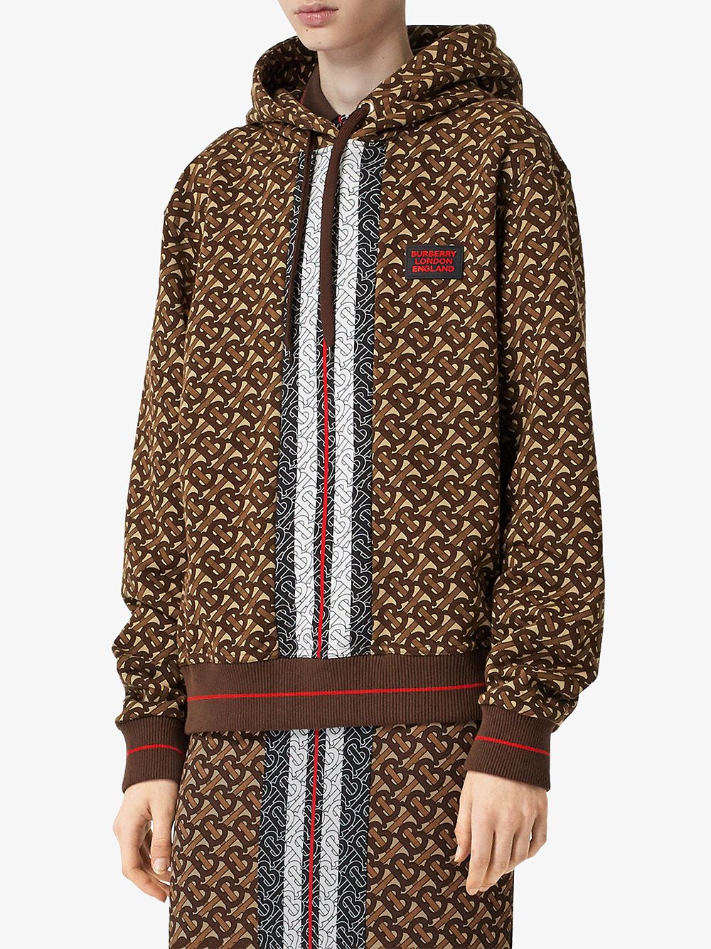 Burberry Striped monogram-print Hoodie - Farfetch