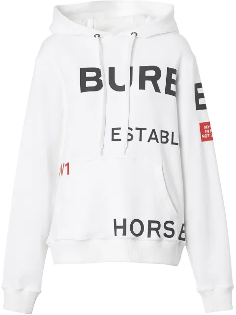 Click to view more detailed imagery on our partner's website Burberry Poulter Felpa Con Cappuccio Oversize Con Scritte Logo Multicolor In White