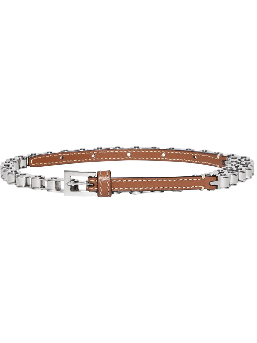 Burberry Leather And Bicycle Chain Belt In Brown ModeSens