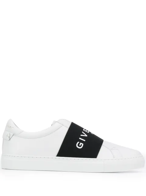 Click to view more detailed imagery on our partner's website Givenchy Urban Street Logo-Print Leather Slip-On Sneakers In White