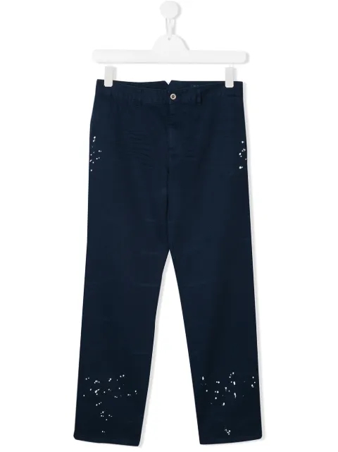 Ralph Lauren Kids تشينو بطبعة بقع طلاء
