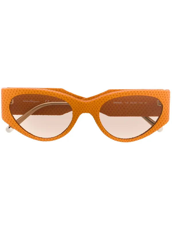 Ferragamo Eyewear レザー サングラス | オレンジ | FARFETCH JP