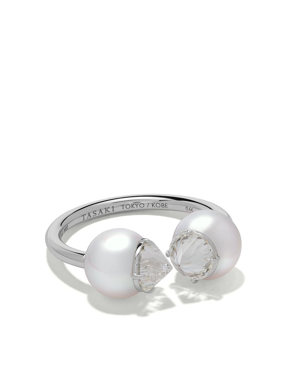 Image 1 of TASAKI platinum Refined Rebellion signature Akoya pearl and diamond ring