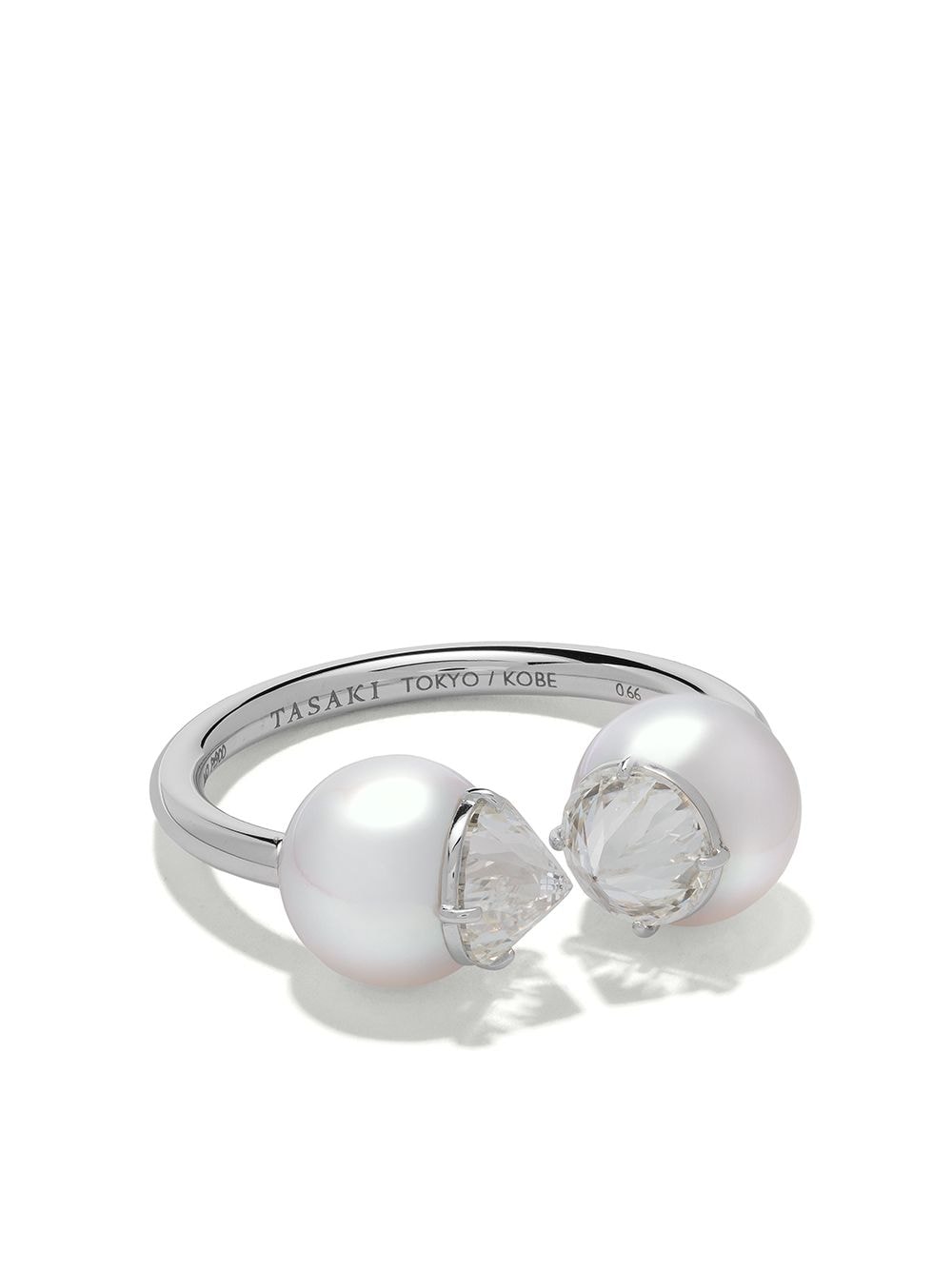 Tasaki Platinum Refined Rebellion Signature Akoya Pearl And Diamond Ring In Platinum 900