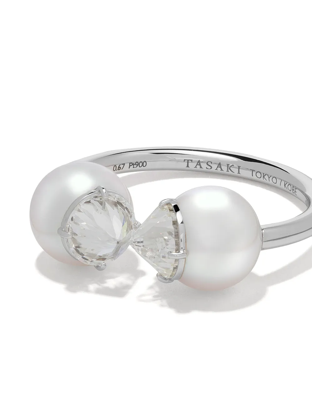 Tasaki Platinum Refined Rebellion Signature Akoya Pearl And Diamond Ring In Platinum 900