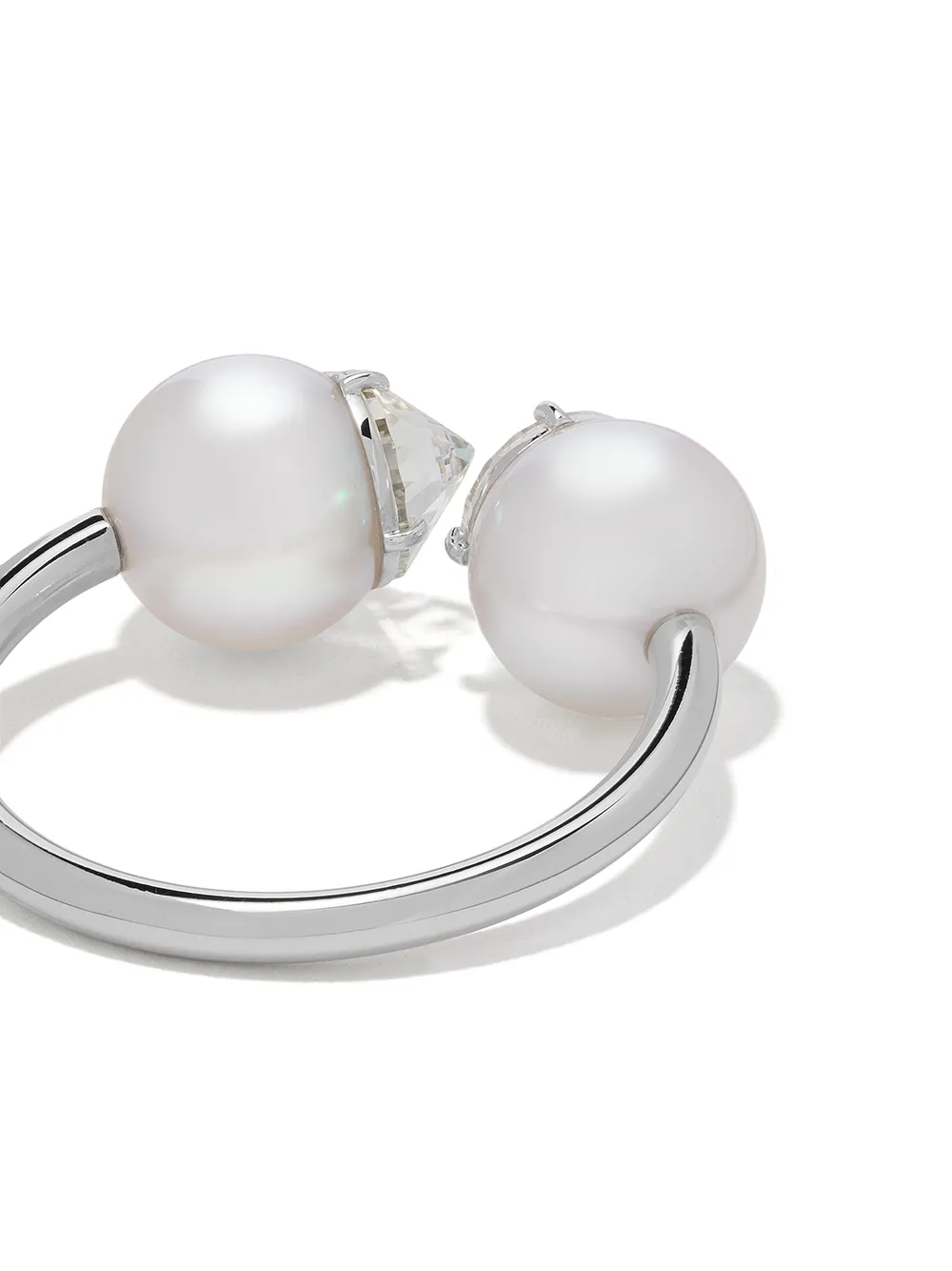 Tasaki Platinum Refined Rebellion Signature Akoya Pearl And Diamond Ring In Platinum 900