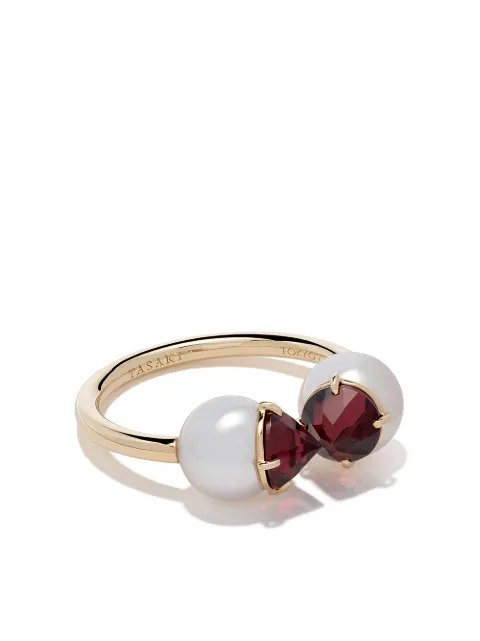 TASAKI 18kt yellow gold Collection Line refined rebellion signature garnet ring