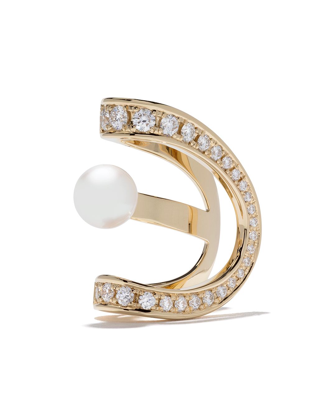 Shop Tasaki 18kt Yellow Gold  Atelier Aurora Akoya Pearl And Diamond Ear Clip