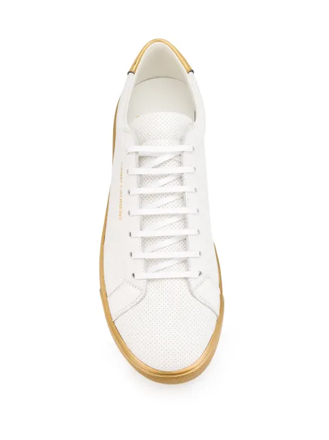 Shop white Saint Laurent Andy perforated sneakers with Express Delivery ...