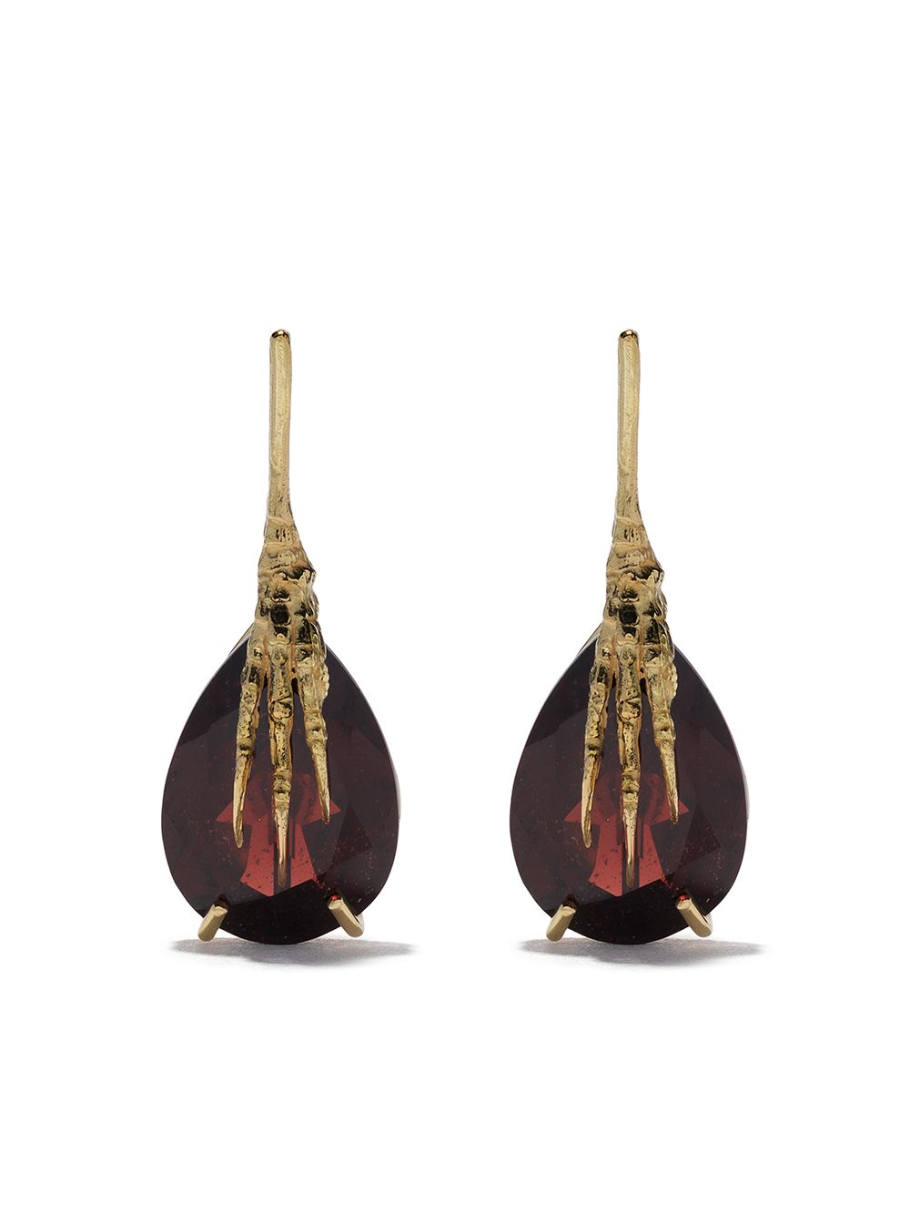 Wouters & Hendrix Gold 18kt gold garnet claw earrings