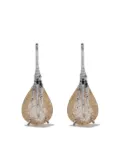 Wouters & Hendrix Gold 18kt gold quartz claw rutilated earrings - Silver