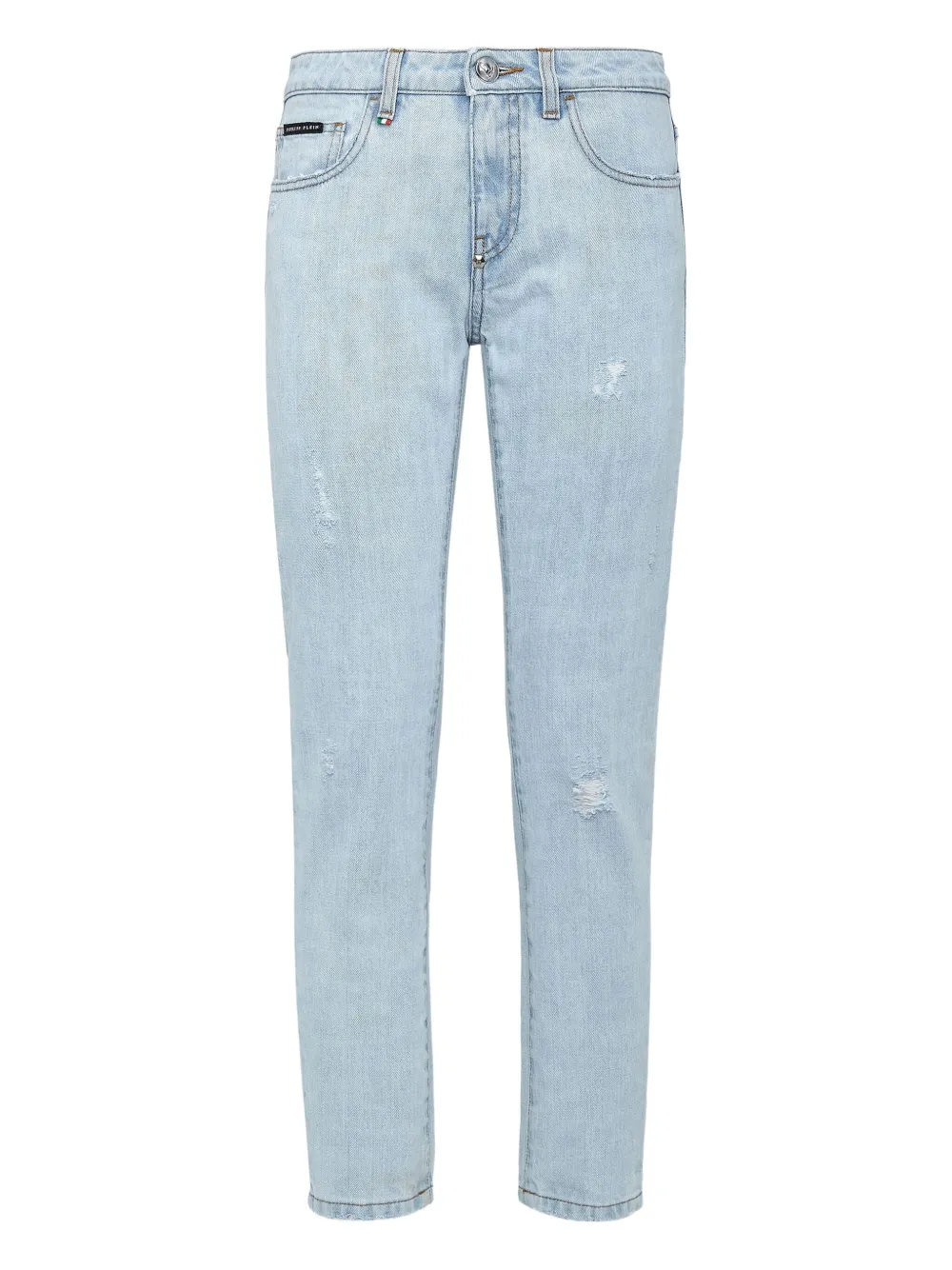 Philipp Plein Boyfriend-Jeans in Distressed-Optik - Blau
