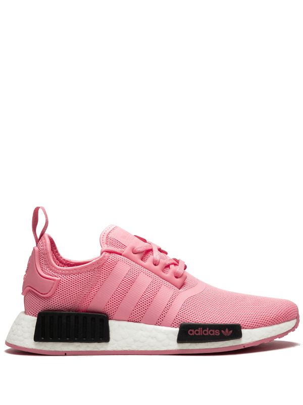 white adidas trainers with pink stripes