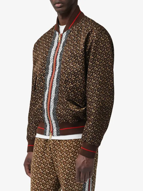 burberry monogram stripe print bomber jacket