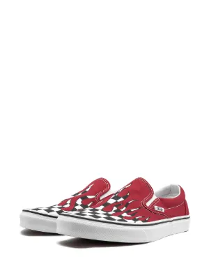 checkered flame vans slip ons