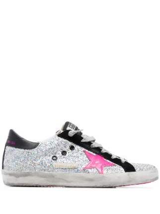 superstar mixed leather glitter sneakers