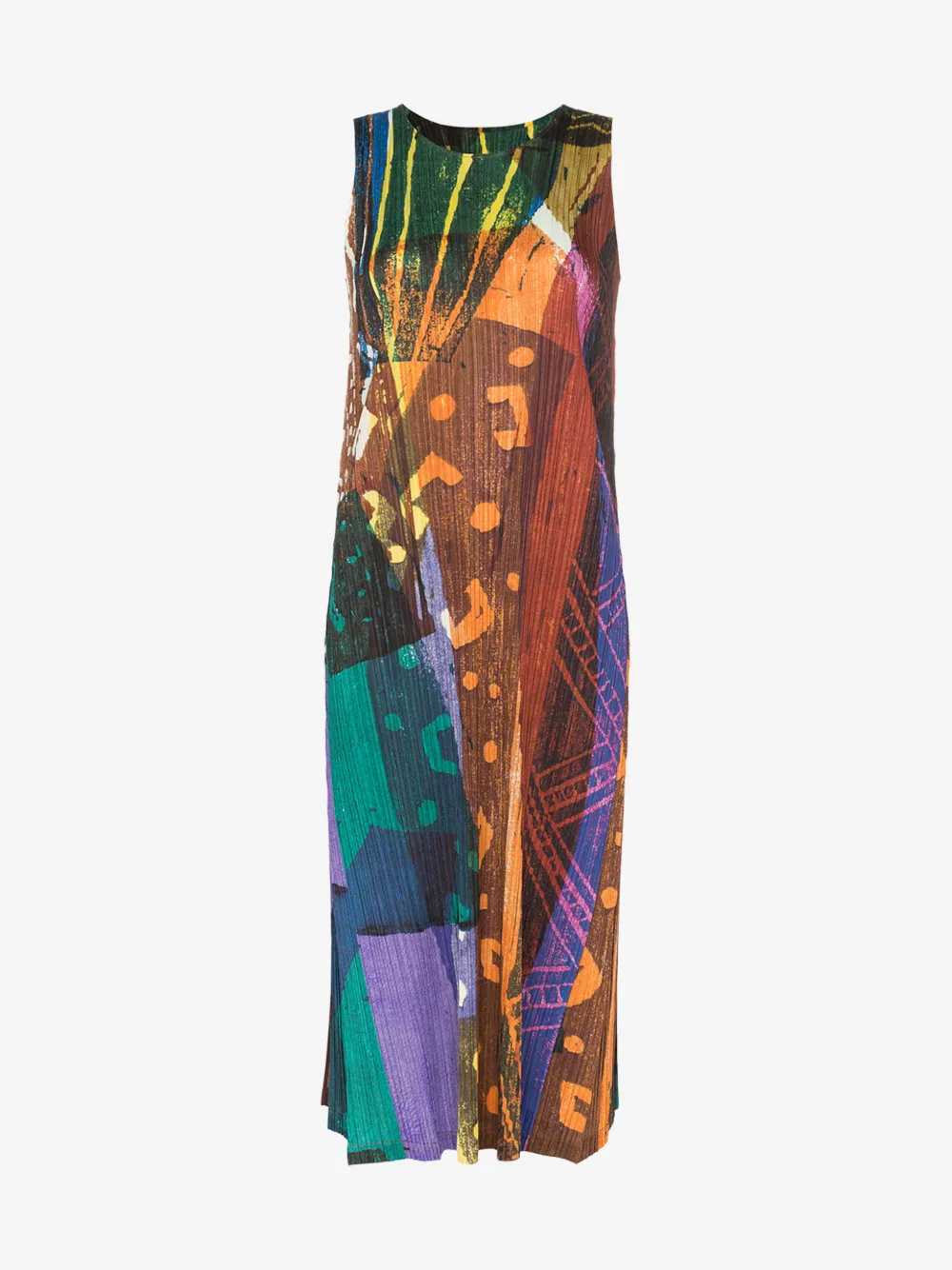 Pleats Please Issey Miyake Dresses PLEATS PLEASE ISSEY MIYAKE PRINTED PLISSÉ PLEATED MIDI DRESS
