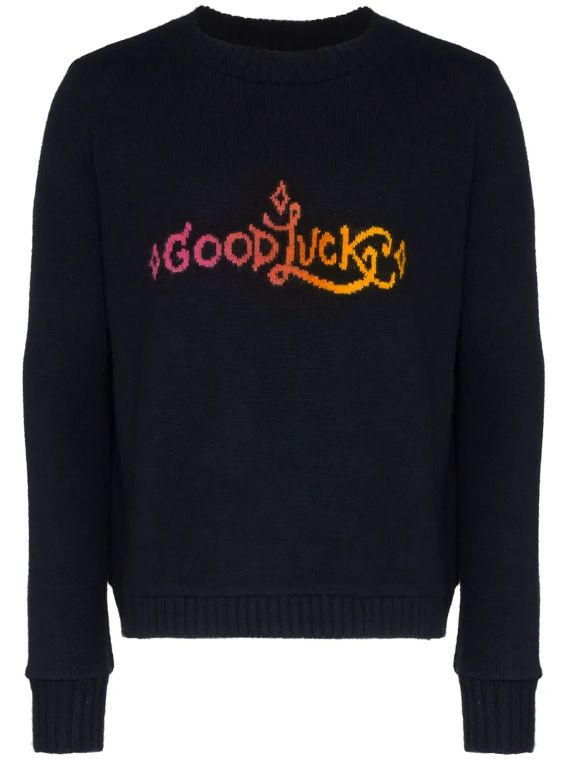 The Elder Statesman Tops THE ELDER STATESMAN INTARSIEN-PULLOVER AUS KASCHMIR - BLAU