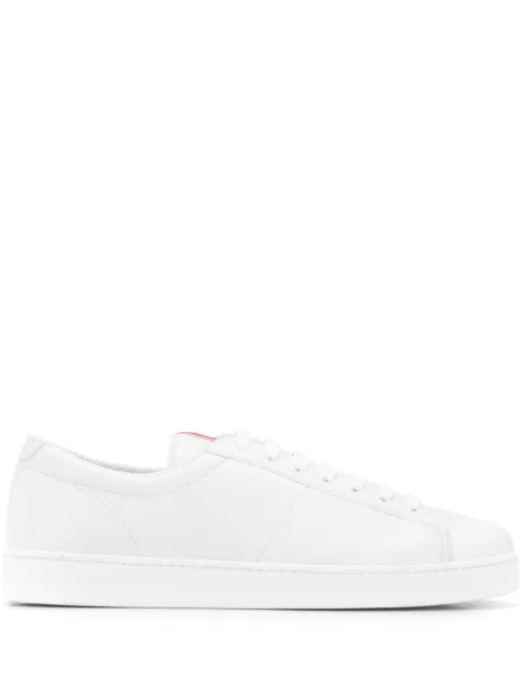 Click to view more detailed imagery on our partner's website Prada Vitello Plume Leather Sneakers In F0009 White