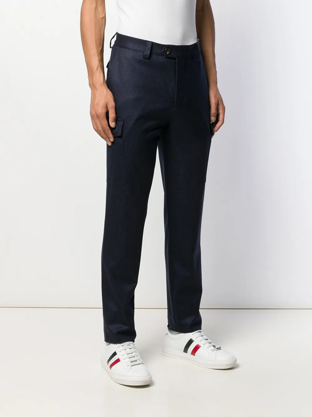 Brunello Cucinelli Pantalon met toelopende pijpen Blauw