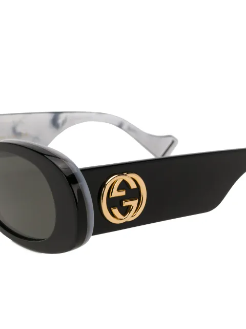 GUCCI GUCCI EYEWEAR ROUND MIRRORED SUNGLASSES - BLACK