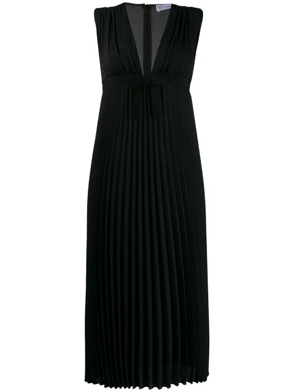 black midi pleated dress
